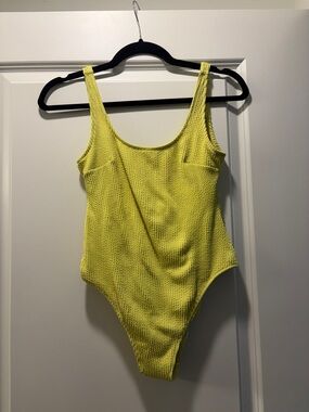 H&M Yellow Textured One-Piece Swimsuit